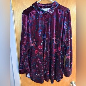 Kim Gavel Velvet Floral Button Up Shirt